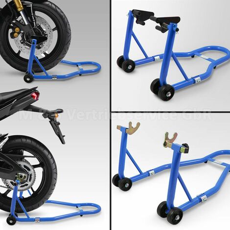 Motorradständer hinten & vorn Motorrad Montageständer Transportständer Blau  Belastbar bis 250 kg pro Ständer
