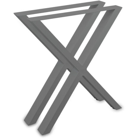 Tischbeine Tischkufen Tischgestell Tischuntergestell Stahl Metall Eckig (Kreuz 72x60 (80mm Breit), Grau)