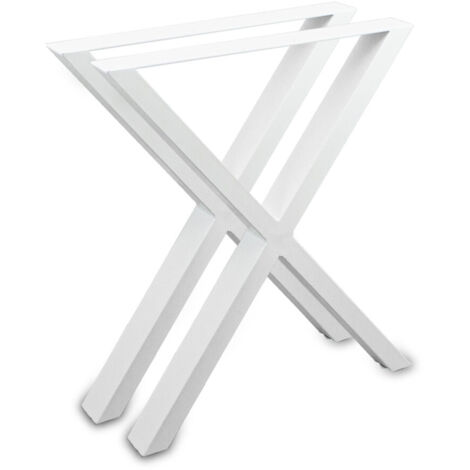 Tischbeine Tischkufen Tischgestell Tischuntergestell Stahl Metall Eckig (Kreuz 72x60 (80mm Breit), Weiß)