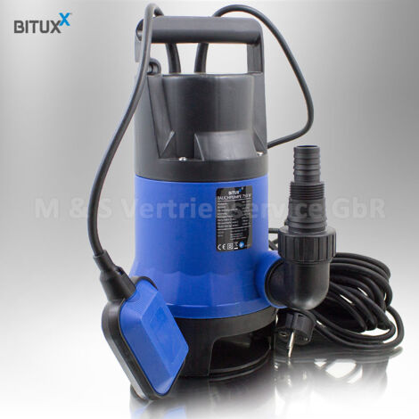 750W Tauchpumpe Schmutzwasserpumpe für Brunnen Zisterne Bewässern Garten Regentonne Schmutzwasser Bis 12500 Liter/h 1,0-1,5 Zoll Förderhöhe 7 Meter (1/4)