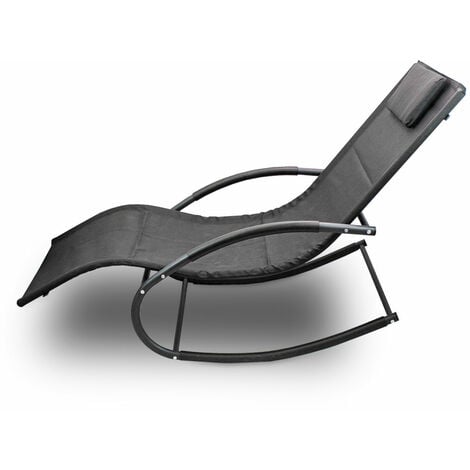Sonnenliege Gartenliege Relaxliege Schaukelliege Liegestuhl Schaukelstuhl (1 Liege)(Schwarz)