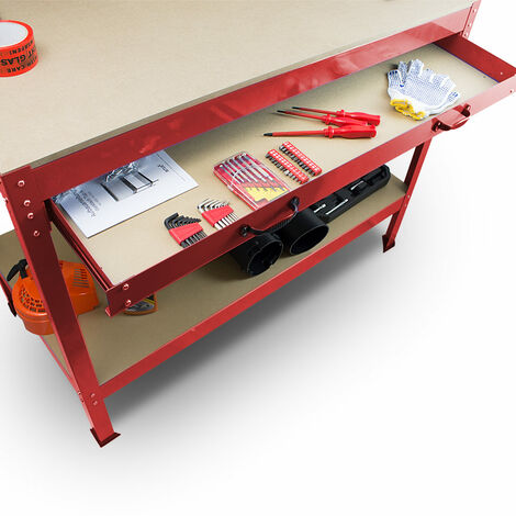 Werkbank mit Schublade und Lochwand Arbeitstisch Werktisch Werkstatt Metall 