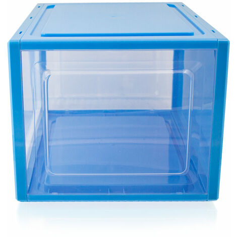 6er Set Blaue Schuhbox Stapelbar Aufbewahrungsbox Kunststoffbox