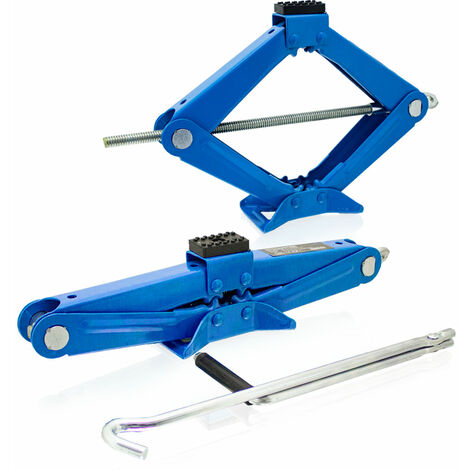 BITUXX KFZ Scherenwagenheber 2T flach Wagenheber 2 Tonnen Hubhöhe von 10,5 cm bis 38 cm inkl. Gummiauflage und praktischer Handkurbel