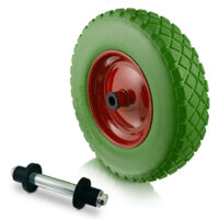 Ersatzrad 40cm PU Ersatzreifen für Schubkarren Gartenkarren 4.80/4.00-8 7 Achsdurchmesser 20mm Naben 87mm bis 250kg (Grün)