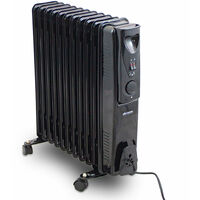 Volteno 2500W elektrischer Ölradiator Heizkörper 3 Heizstufen 11 Rippen (Schwarz)