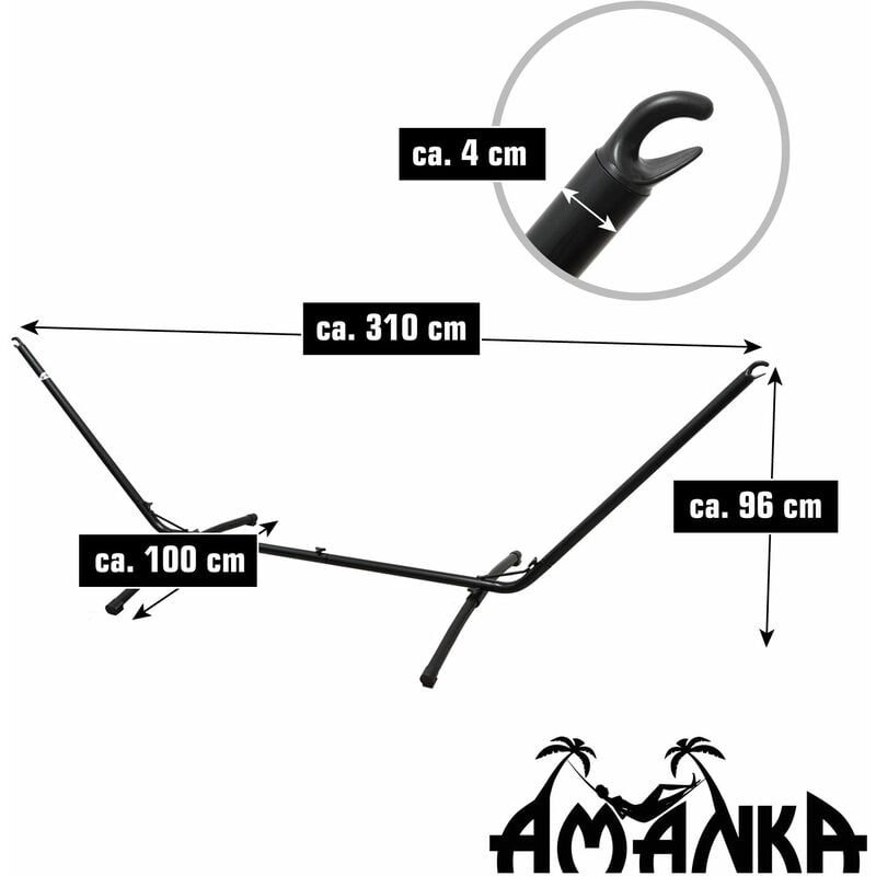 310x100 Support Hamac Acier jusqu'à 120 kg - Pied Hamac 2 Places