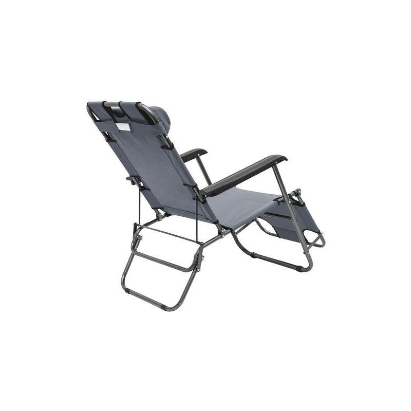 Coussin Tête Réglable Pour Chaise Longue - Confort Extérieur Avec Sangle élastique - Noir Et Gris