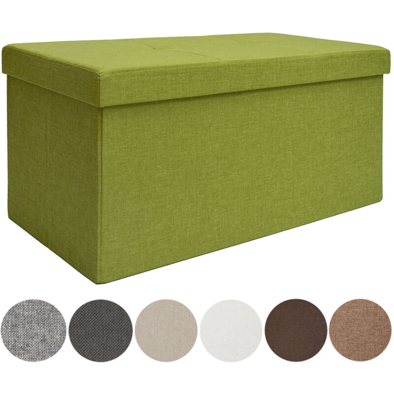 DuneDesign Banc De Rangement Pliant 80L - Rembourré Vert Clair - 76x38x38cm - Idéal Salon Ou Chambre D'Enfant