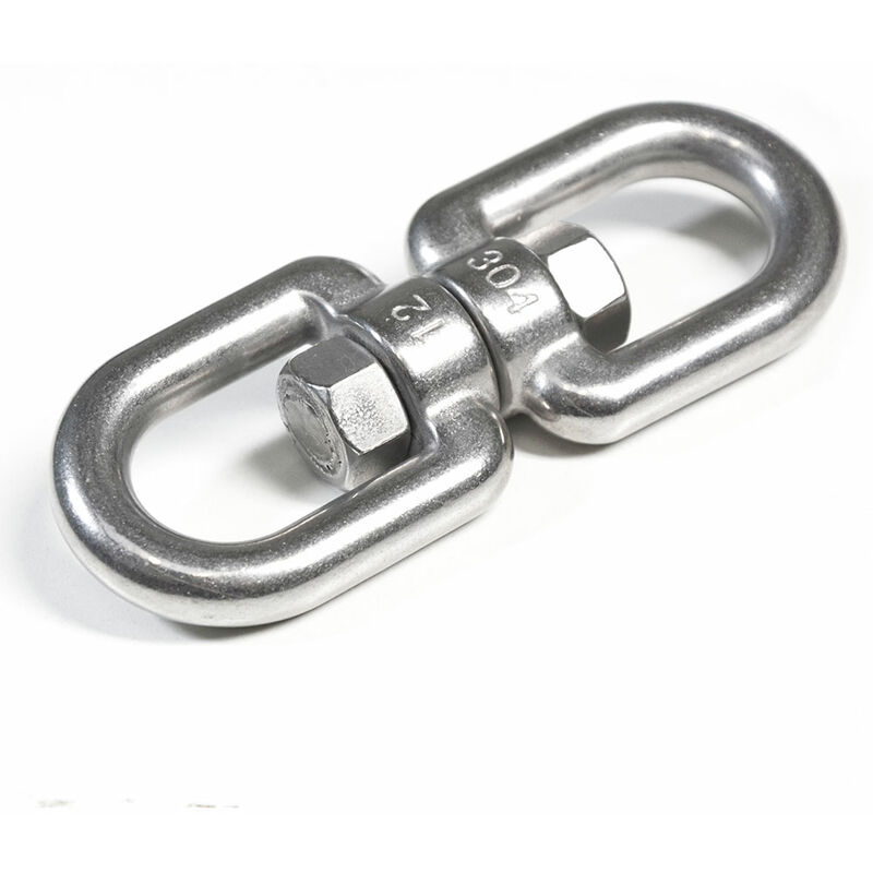 AMANKA Émerillon en acier inox 10x125mm 2 anneaux pivotants en métal inoxydable pour accrocher sièges suspendus max 420kg - 5