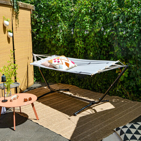 Hamac Avec Support En Acier AMANKA - Pour 1 Personne, Charge 120 Kg - Surface Couchage 190x80 Cm - Intérieur Et Extérieur - 3