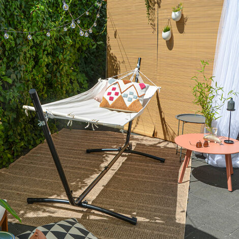 Hamac Avec Support En Acier AMANKA - Pour 1 Personne, Charge 120 Kg - Surface Couchage 190x80 Cm - Intérieur Et Extérieur - 6