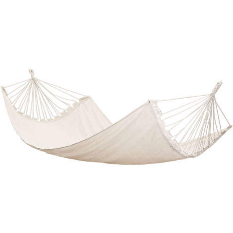 Hamac XXL pour deux personnes 400x160cm Jusqu'à 150 kg 100% coton Hamacs Amanka plus de monde ensemble couleur beige