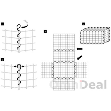 Gabion pour pierres 100x80x30cm déco jardin réticulé en métal galvanisé 5x10cm