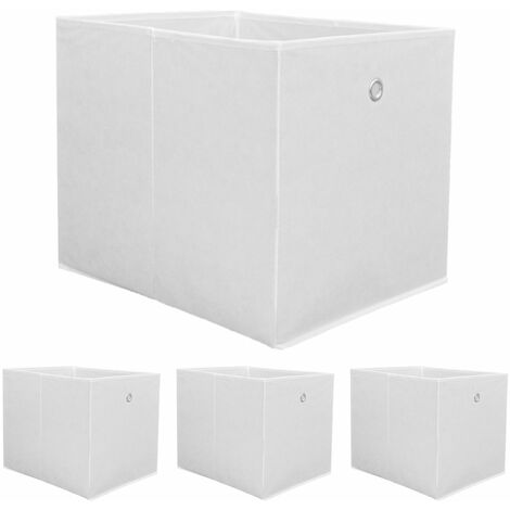 DuneDesign Set de 4 Boîtes de Rangement ouvertes 33x38x33cm tissu pliant  pour Kallax Expedit 2 oeillets