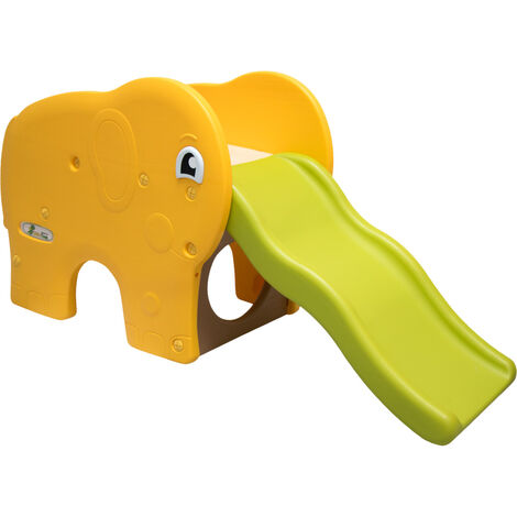 LittleTom Toboggan forme éléphant 153x50x73cm pour enfant à partir de 1 an Jaune Vert - gelb