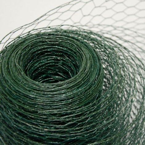 Grillage Métallique pour Cloture  Maillage Hexagonal 13x13mm  Longueur 25m  Hauteur 75cm  Clôture pour animaux et plantes  0.8mm avec Couche en PVC Verte