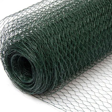 Grillage Métallique pour Cloture  Maillage Hexagonal 13x13mm  Longueur 25m  Hauteur 100cm  Clôture pour animaux et plantes  0.8mm avec Couche en PVC Verte