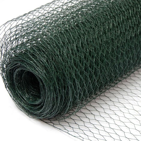 Grillage Métallique pour Cloture  Maillage Hexagonal 13x13mm  Longueur 25m  Hauteur 50cm  Clôture pour animaux et plantes  0.8mm avec Couche en PVC Verte