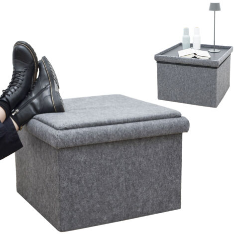 Tabouret 3-en-1 avec Bac Rangement & Plateau - 56x56x40 Cube de Rangement Feutre (1/5)