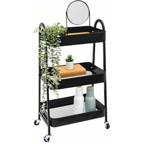 Chariot Rangement - 42x30x77 Desserte à Roulettes - 3 Niveaux Étagère Cuisine