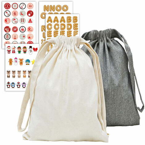 2 Hottes de No l 100 Autocollants 32x32 Sac Cadeau en Tissus