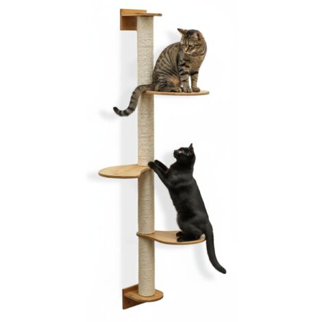 175 cm Arbre à Chat Mural avec 3 Plateaus - Poteau à Griffer - Griffoir en Sisal (1/5)