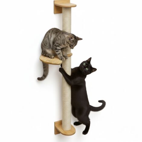 102 cm Arbre à Chat Mural avec 1 Plateau - Poteau à Griffer - Griffoir en Sisal (1/5)