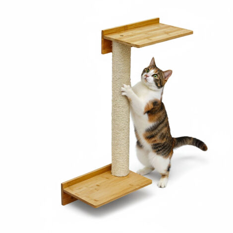 71 cm Arbre à Chat Mural avec 2 Plateaux - Poteau à Griffer - Griffoir en Sisal (1/5)