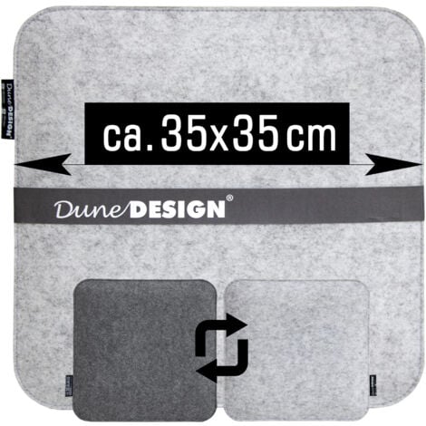 4 Coussins de Chaise en Feutre 35x35x3cm Coussin de Chaise Carré Réversible Gris