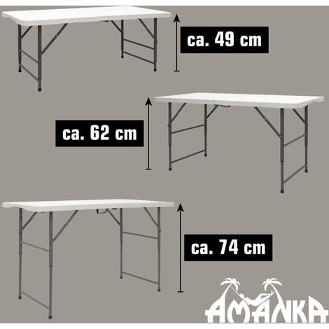 AMANKA Garten Table Pliante 120 x 60 cm Hauteur réglable Table de