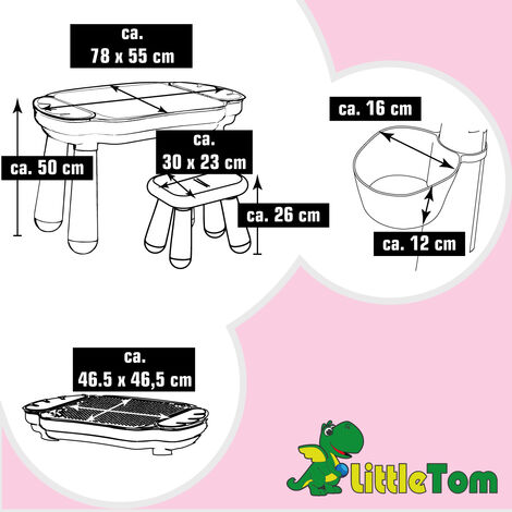 Table de jeu ludique avec 3 chaises et bac pour ranger les briques