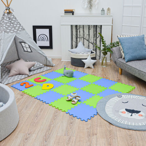 Tapis Puzzle LittleTom 18 Pièces – Mousse EVA 30x30 Cm – Certifié TÜV – Antidérapant – Sans Phtalates