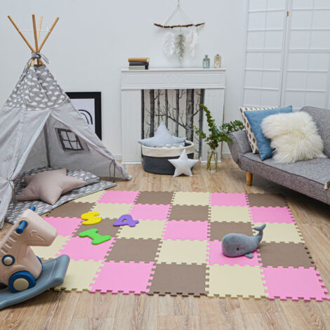 LittleTom 9 Pièces Tapis de Sol Bébé dès Le Premier Mois - 30x30 cm Dalles en Mousse