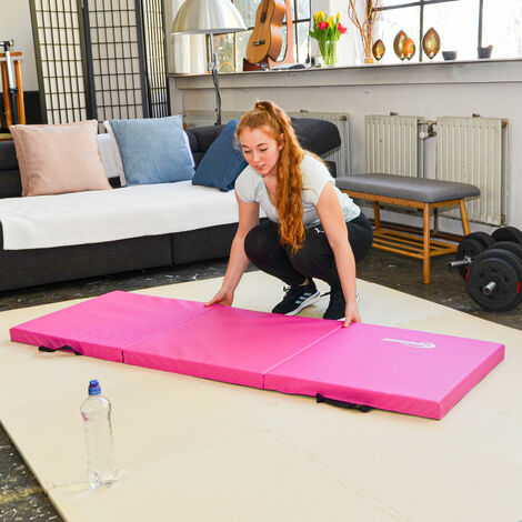 Tapis De Gymnastique Épais Queenfit 180x60x5cm - Matelas Fitness Pliable Avec Sangles - Idéal Maison Et Voyage