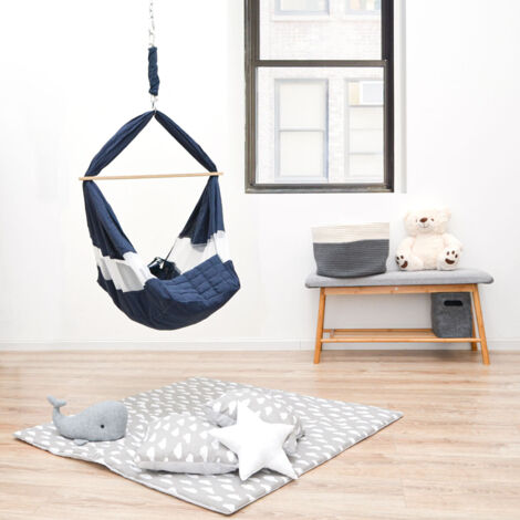 Berceau à Ressort Hamac Pour Bébé 0-2.5 Ans - RÊVE BÉBÉ - Bleu Lavable
