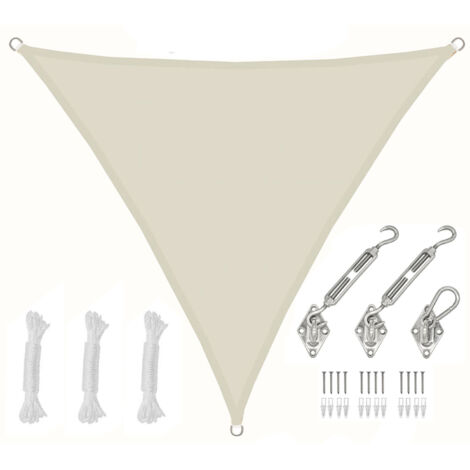 3x3x3 Voile d'Ombrage Triangulaire Étanche - Toile de Jardin avec Fixation Inox (1/5)