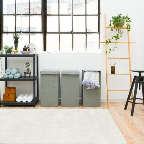 Lot de 3 : 50L Panier à Linge Sale avec Couvercle - 30x30x60 Bac de Rangement XL