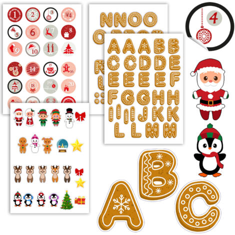 Autocollants Chiffres 1-24 Pour Calendrier De L'Avent - Lot De 2 - Doré Pailleté - Décoration Noël - 11