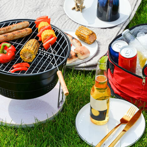 BBQ Pliable avec Sac Isotherme - Ø 28 cm Barbecue Charbon Camping Grill  Pliable