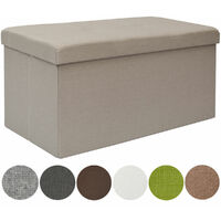 DuneDesign Banc de Rangement 76x38x38cm coffre pliant 80L rembourré Beige