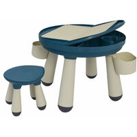 3-en-1 Table d'Activités avec Chaise - Table de Jeu avec Plateau pour Briques