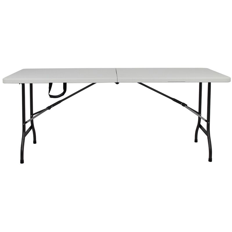 Tavolo Portatile Pieghevole, Tavolo Trasportabile, 180 x 74 cm, Bianco,  Pieghevole a metà, Materiale: HDPE