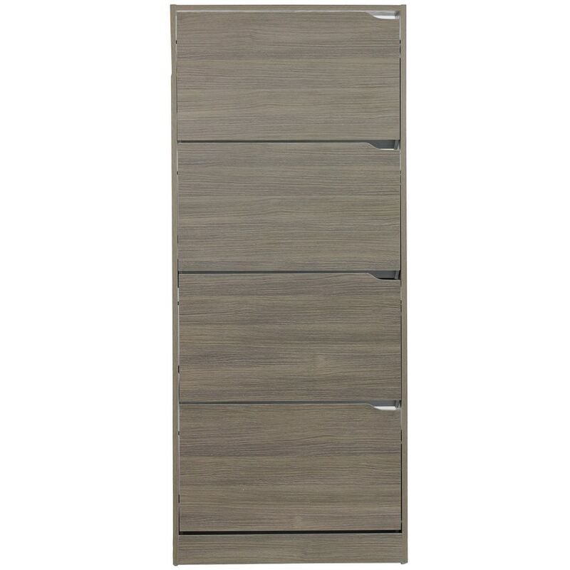 Scarpiera salvaspazio 4 ante maniglie a scomparsa 63x150 cm rovere