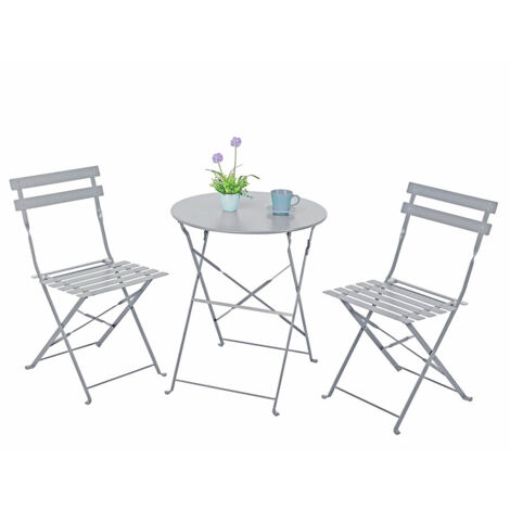 Set balcone con sedie e tavolino in acciaio pieghevoli Dalia grigio