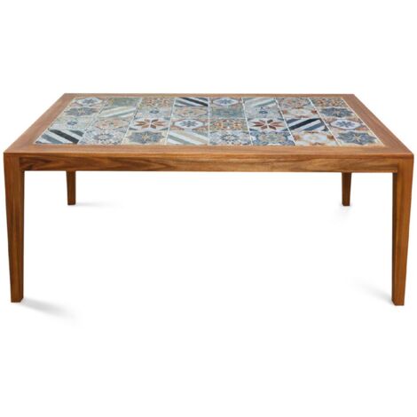 Tavolo in legno di acacia 200x100cm con top in piastrelle - Sorrento