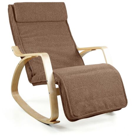 Sedia Dondolo In Pelle Tecnologica - Capacità 150 Kg - Design Anti-Ribaltamento - Marrone Chiaro - Foto 8