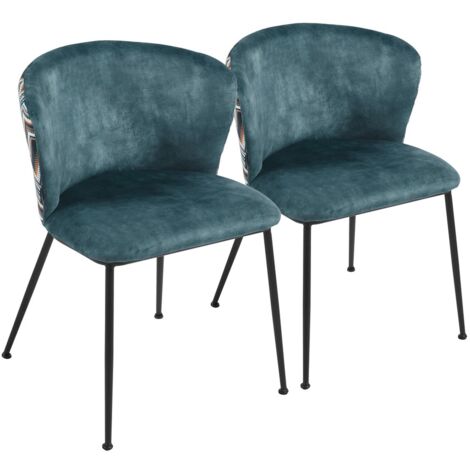 Set da 2 sedie eleganti in tessuto petrolio con gambe nere - Charles (1/5)