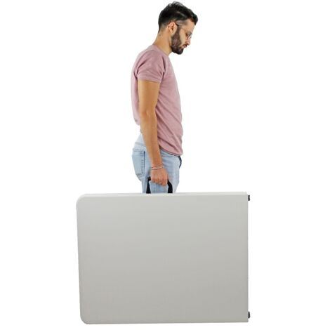 KEPLIN Tavolo Pieghevole 180x70x74 Cm – Rattan Bianco – Struttura Metallo – Portatile Per Feste, Barbecue, Campeggio - 2
