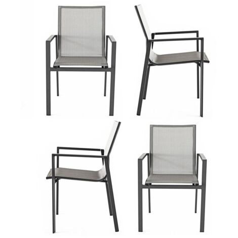 Sedie da esterno in alluminio grigie Selly Set da